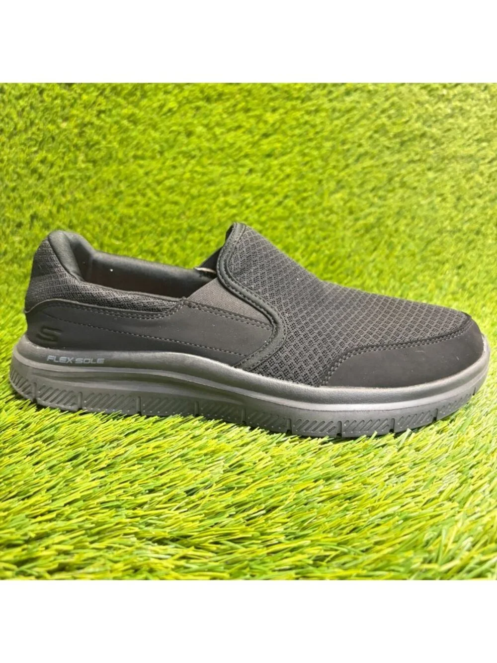 Skechers Flex Advantage Mens Size 8 Black Slip Resistant Slip On Work Shoes